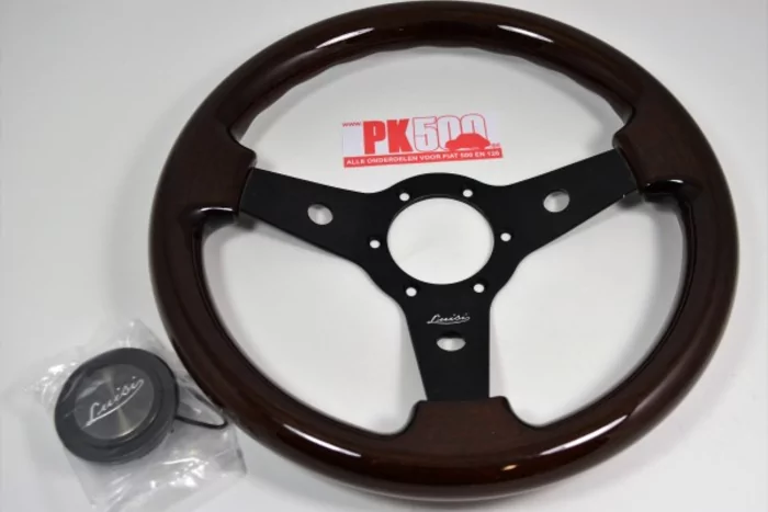 Sportstuur imola, mahoniehout, zwarte spaken