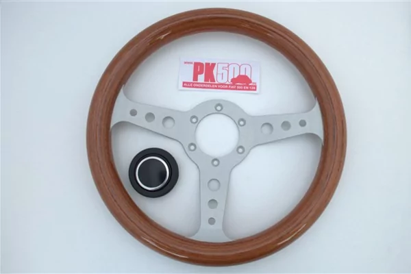 Volant sportif vintage mahonie, mat alu Ø 320mm