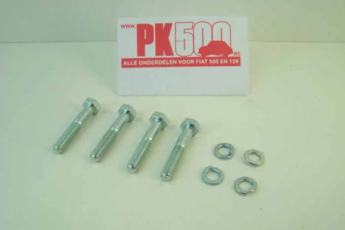 Set (4st) bouten en veerringen aandrijfasflens Fiat500FLR - Fiat126