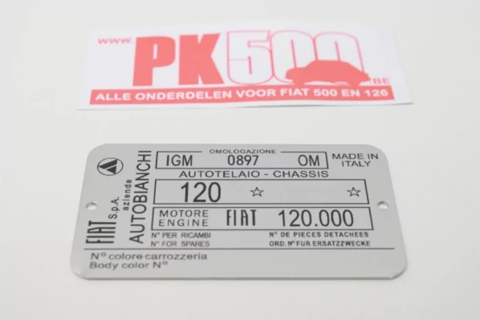 Identificatieplaatje Autobianchi Giardiniera 120